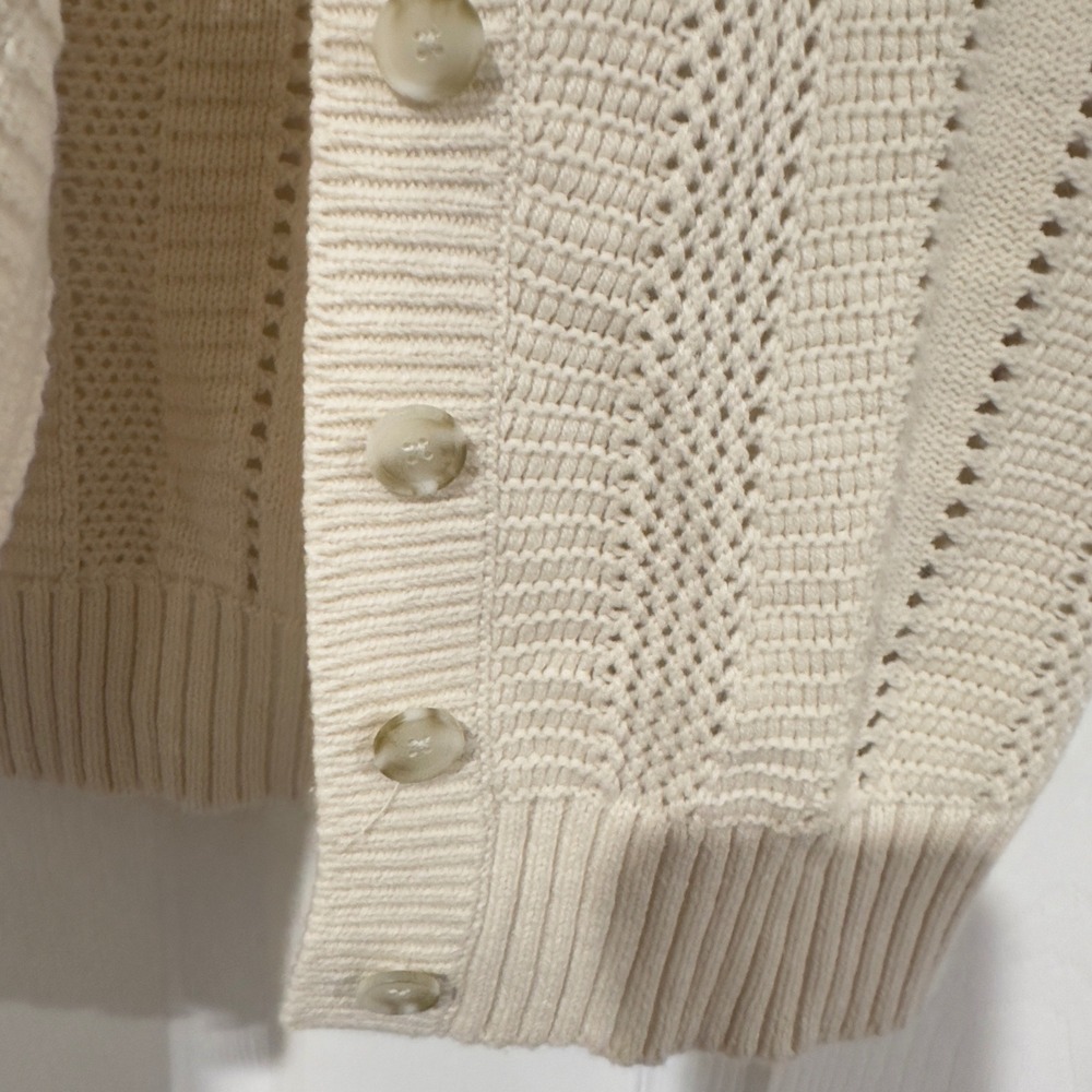 Sonoma Goods For Life Women Medium Chalk Hill Pointelle Knit Cardigan WS41S004RS - Picture 2 of 7